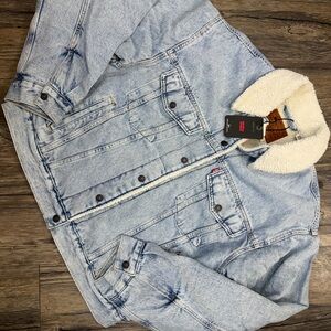 Levi's Blue Denim Jacket with White Sherpa Lining
